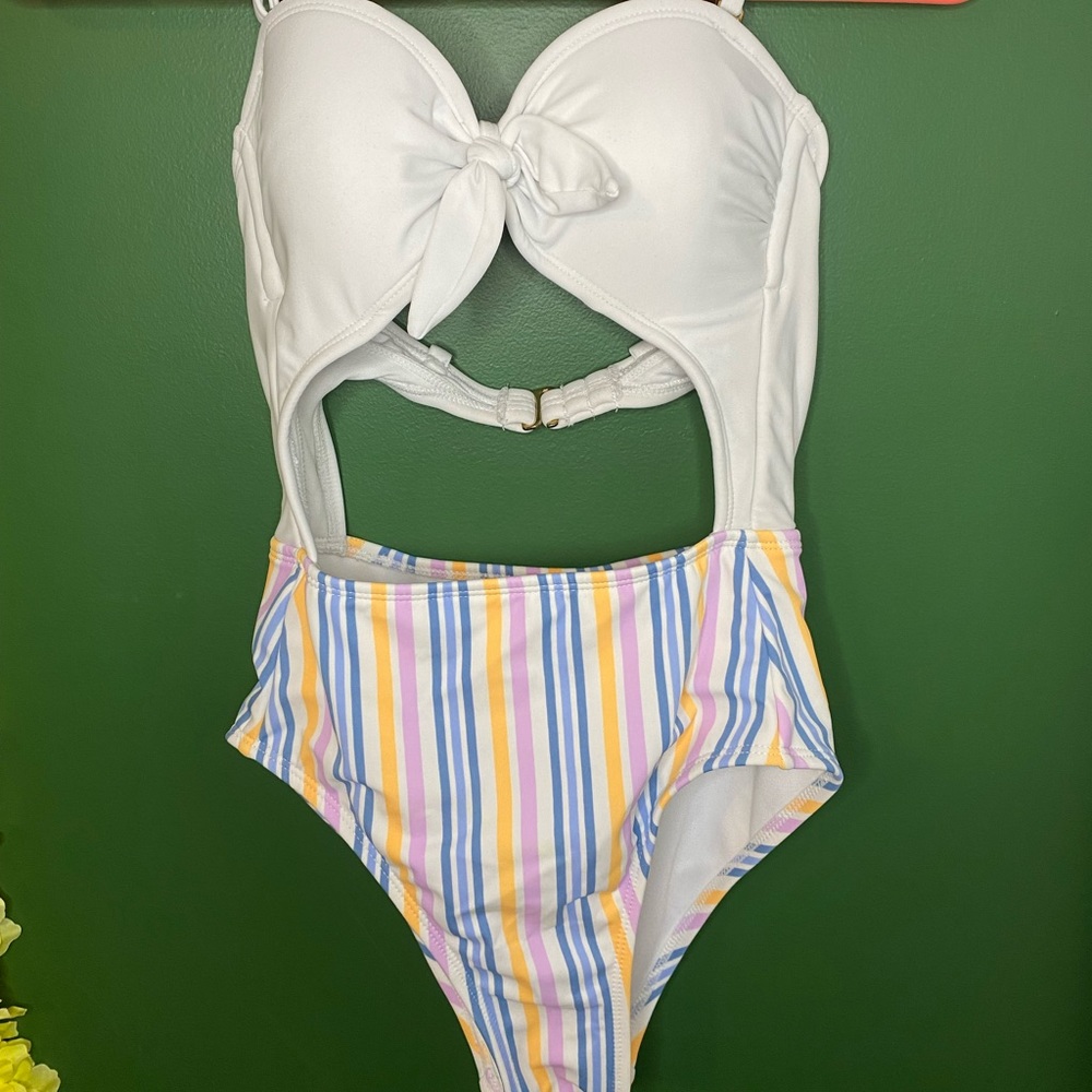 White, Blue, Pink, Yellow One Piece